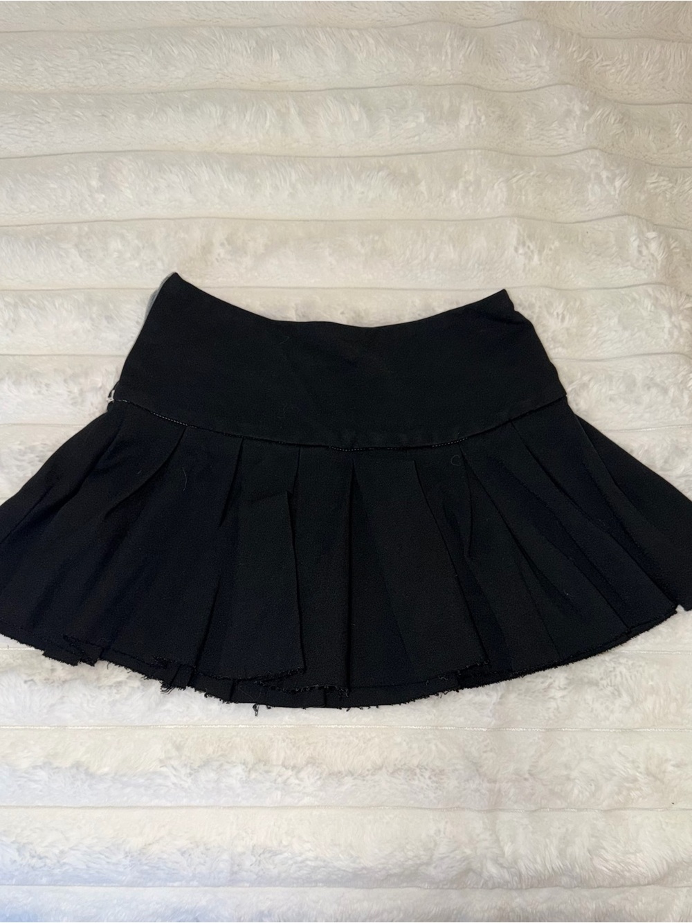 Black Pleated Mini Skirt with Flared Hem